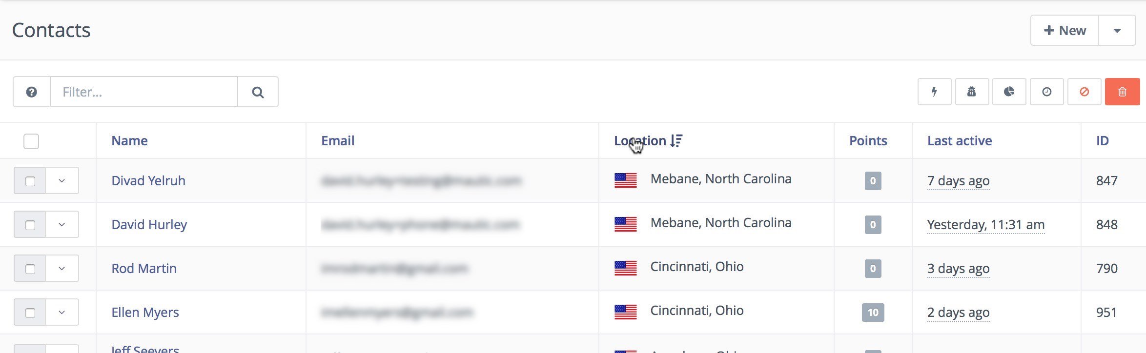 Screenshot of Contact Search