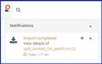 Screenshot of notification