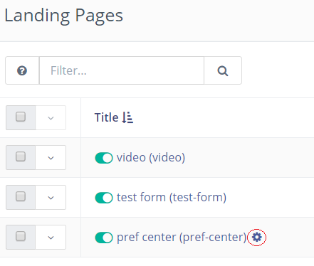 Screenshot of Preference Center showing icon to denote a Preference Center